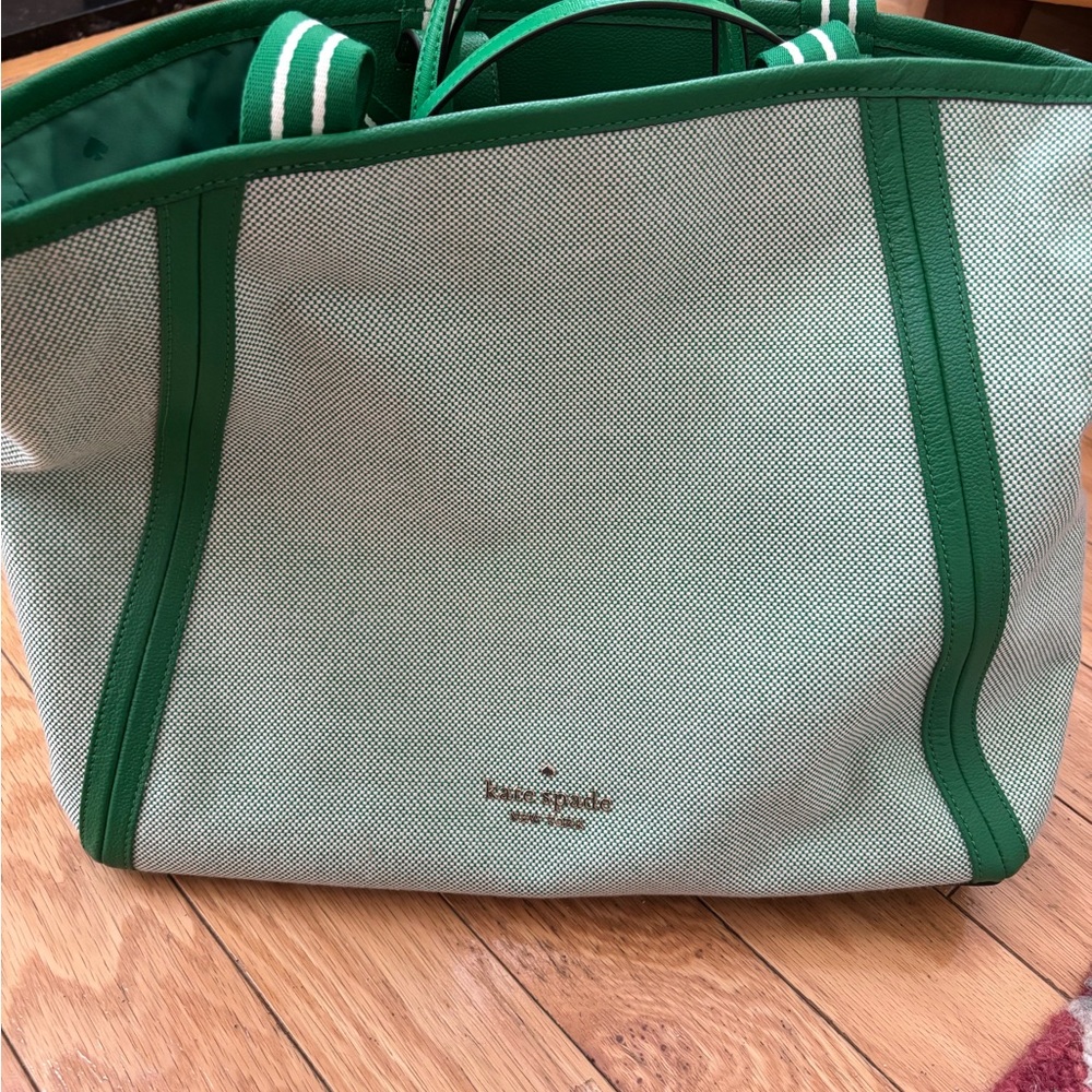 New used 2x Kate Spade Green Structured Tote Bag.